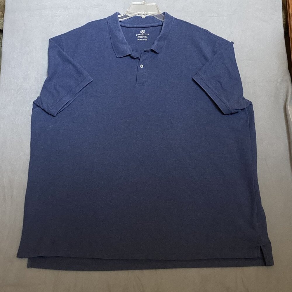 COVINGTON Mens 3XL Short Sleeve Polo Shirt Grey Blue Color Cotton Golf Casual